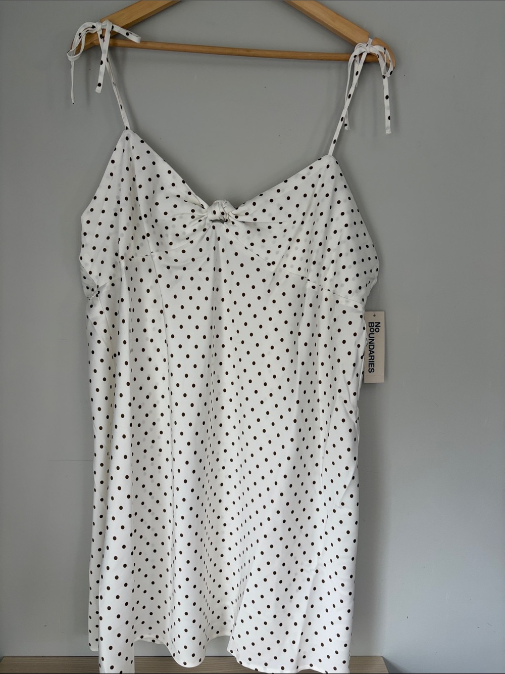 No Boundaries White Slip Dress with Black Polka Dots size XXL
